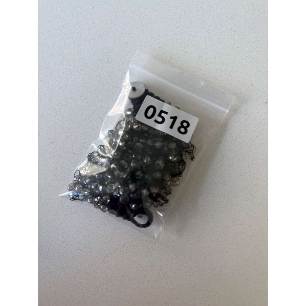 Multi Strand‎ Beaded Necklace Grey Crystal Black Thread Shell Button Statement - Picture 2 of 2